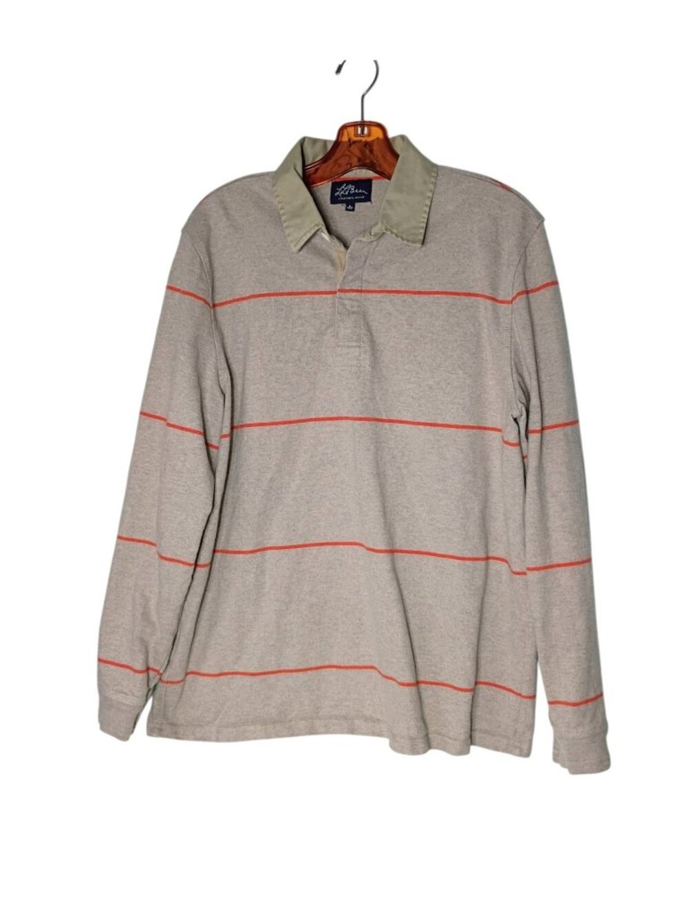 Vintage LL Bean Men's Thick Knit Rugby Polo Shirt L Preppy Sporty
